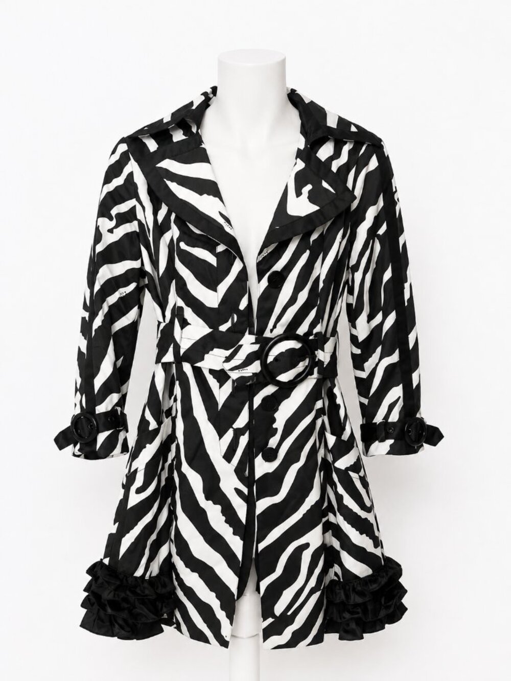 Bebe Zebra Print Trench Jacket